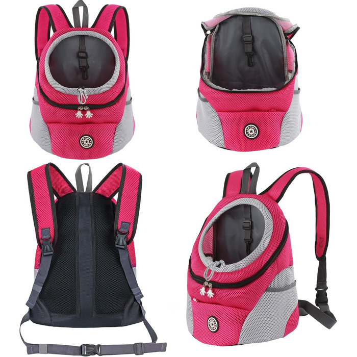 Шлейка для собак та цуценят, переноска-рюкзак, рожево-червона (L)