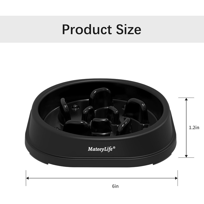 Набори мисок для собак MateeyLife (2 шт.) – повільний годівник, антислизькі миски для собак середніх та великих порід (Чорний, Маленький)