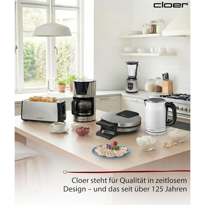 Електричний чайник Cloer 4511 з нержавіючої сталі, 2200 Вт, білий, 1 літр