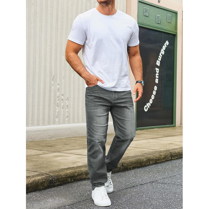 Чоловічі джинси Runcati Regular Fit: зручні стрейч джинси з деніму для повсякденного носіння, сірі, розмір XL