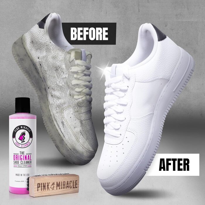 Pink Miracle Shoe Cleaner, Textile Cleaning Solution including Shoe Brush, suitable for Leather, White Fabrics, Nubuck Leather, Golf Shoes, Basketball Shoes, Boots, Sandals, Household and Car Seats, 227 g