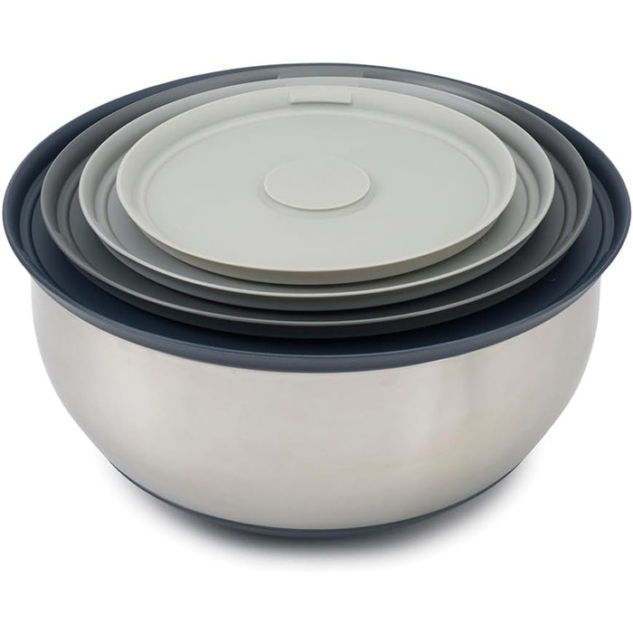 Joseph Joseph 4-Piece Stainless Steel Bowls with Lids - Stainless Steel, Silver