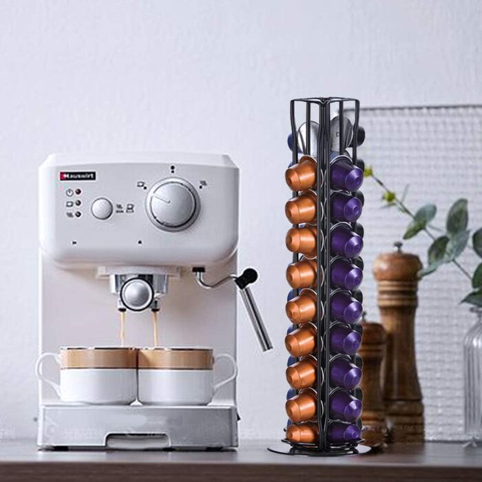 Підставка для капсул Nespresso (40 шт) XIAPIA, чорна, обертова, для зберігання кавових капсул