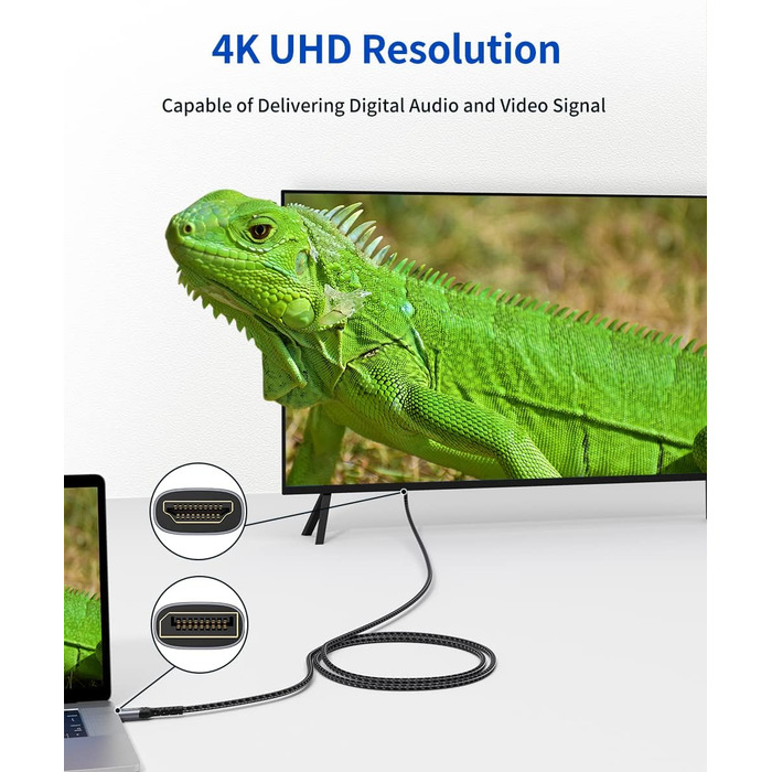 Кабель DisplayPort до HDMI JSAUX 2м, 4K@30Hz, 2K@60Hz, 1080P@120Hz, позолочений, обплетення, алюмінієва оболонка, для комп'ютерів Lenovo, HP, Dell, AMD, NVIDIA