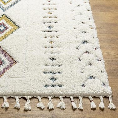 Surya Funafuti Rug - Bedroom, Living Room, Dining Room, Hallway - Modern Boho Rug Geometric Pattern - Soft Scandinavian Living Room Rug White, Aqua, Orange, Gray - 160x213cm Large Aqua, Orange, Pink, Yellow