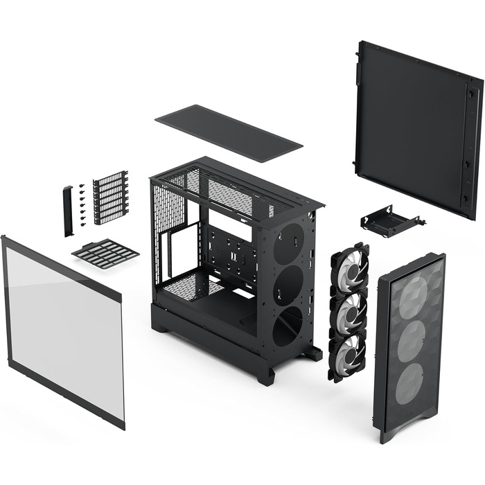 Корпус для ПК Fractal Design Pop Air 2 Black Mesh ATX, 3x 120 мм вентилятори, загартоване скло, RGB, чорний