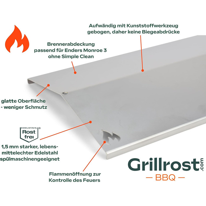 Оригінальна нержавіюча аромашина Grillrost для Enders Monroe 3 (без Simple Clean), захист пальників