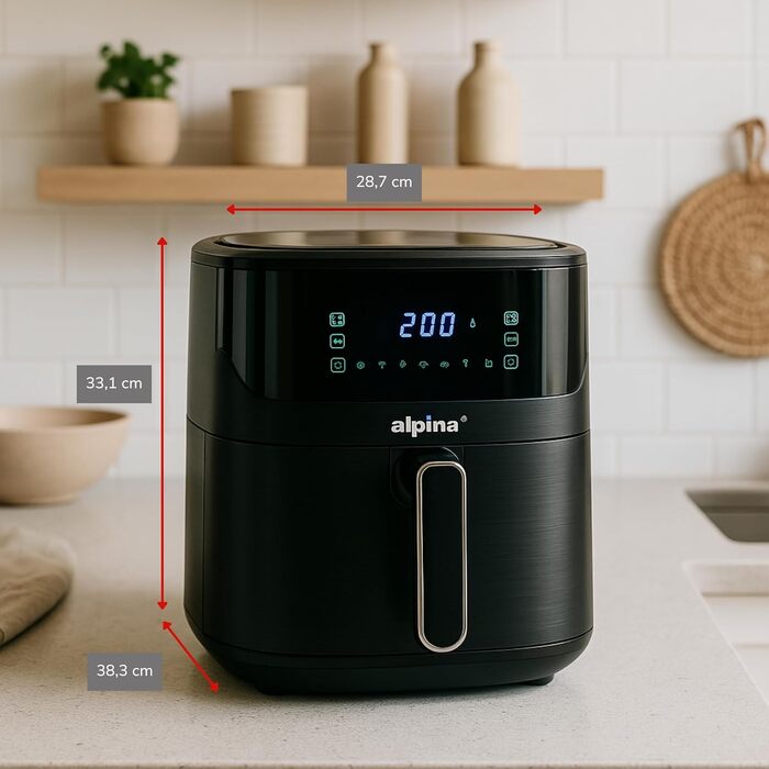 Фритюрниця Alpina Heißluft XXL (6л) з цифровим дисплеєм: для 4-6 осіб, 80-200°C, таймер до 2 годин, 1800W
