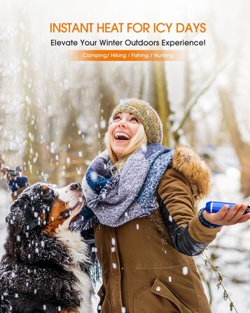 Електричний нагрівач для рук SUPPOU 2 шт. 5000mAh з LED-ліхтариком, акумуляторний, для спорту та відпочинку на природі (блакитний)