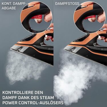 Rowenta DW9510 Steamforce Pro Steam Iron | 3200 Watts | Pump System | 75 g/min continuous steam output | 300 g/min steam boost | 2 steam settings | 350 ml water tank | Black/Copper 300g/min steam boost - Rowenta's most powerful
