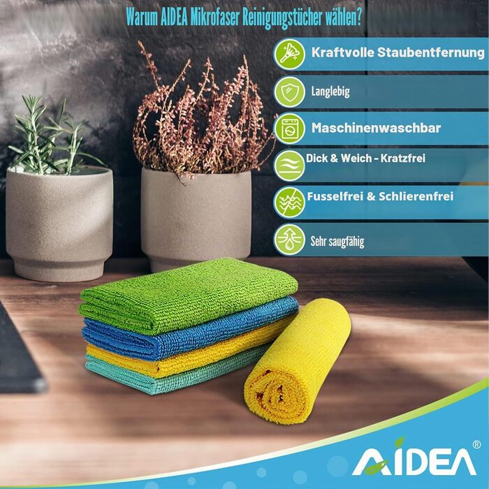 Серветки з мікрофібри для прибирання AIDEA, універсальні ганчірки для вікон та посуду, 30x30 см, багатоколірні, 100 шт.