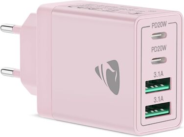 Мережевий адаптер USB-C з 4 портами, 40W, з інтелектуальною зарядкою QC, для iPhone, Samsung та інших телефонів