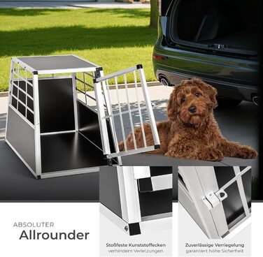 Транспортна переноска для собак tectake® XL - переноска для авто та дому, алюміній, для 2 собак, 97 x 90 x 69,5 см