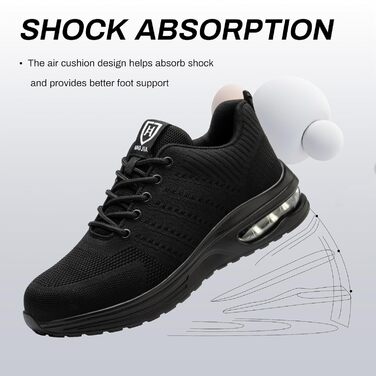 Чоловічі та жіночі робочі черевики/спортивне взуття для роботи з металевим підноском, антиковзаюча підошва, дихаючі, розмір 35-46, чорний