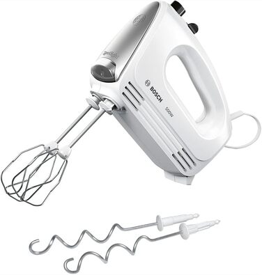 Bosch Home Appliances MFQ25200 CleverMixx Spotlight Hand Mixer, 500 W, LED Lighting, 4 Speeds, White/Silver