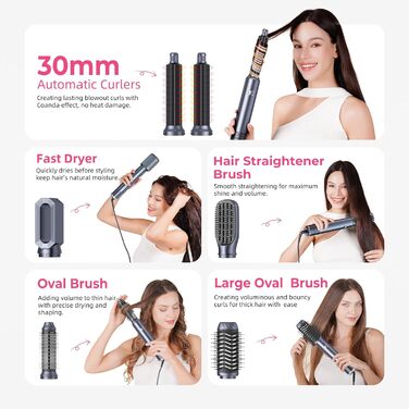 Професійний фен-щітка Pro Hairstyler Airbrush 6 в 1: сушка, укладка, об'єм, локони. 1000W
