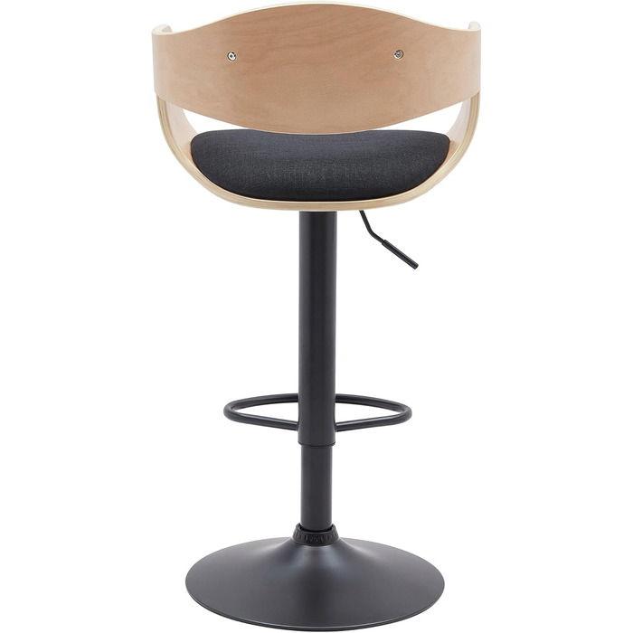 Kingston Adjustable Bar Stool with Premium Upholstery - Durable Metal Frame (150kg Capacity) - Black Fabric
