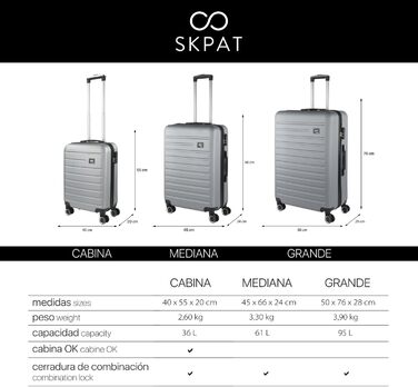 Чемодан валіза на колесах KPAT, валіза-тележка, валіза з жорсткого корпусу, срібна, S+L