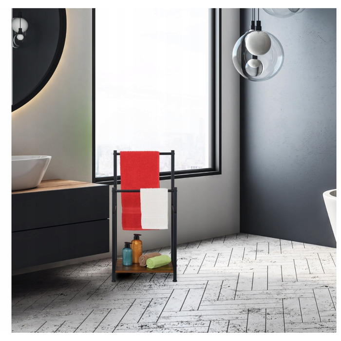 Рушниківець з двома перекладинами та полицею для рушників у ванну кімнату