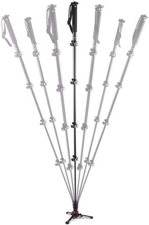 Manfrotto XPRO Einbeinstativ з рідкосною головкою для відеозйомки, 5-секційний монопод з алюмінію/карбону