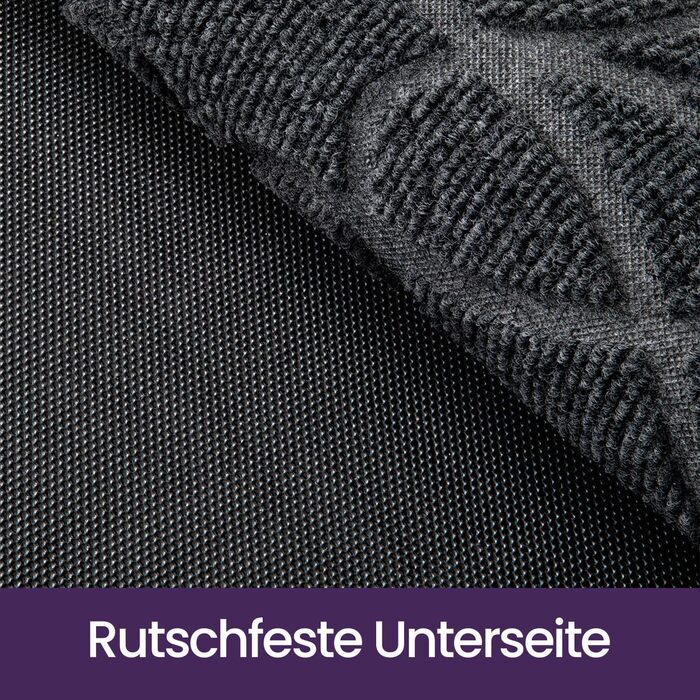 Килимок для дому та вулиці DEXI, 60 x 90 см, антиковзаючі, миючий, вологостійкий, сірий