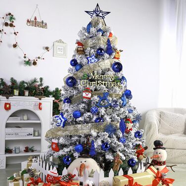 100 шт. прикраси для ялинки Shareconn: пластикові кулі, безпечні, з гачками, різні розміри та кольори (синій)