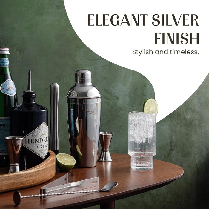 Набір бармена для коктейлів 14 предметів: шейкер, джигер, стрейнер - професійний набір для приготування коктейлів вдома та в барі. Бонус - рецепти коктейлів та коктейльні шпажки.