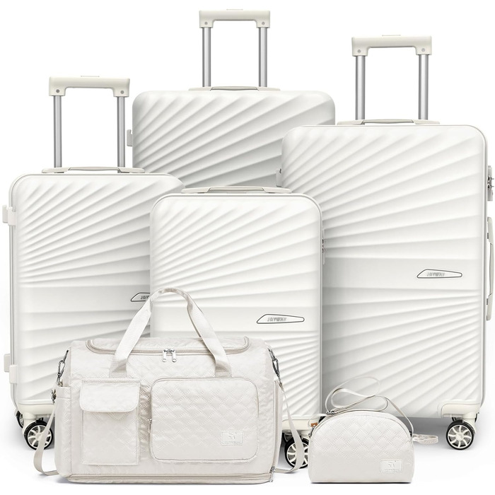 Набір валіз Joyway 6шт з TSA-замком, 4 колеса, зелений (білий), включає багатофункціональну сумку та кулькову сумку