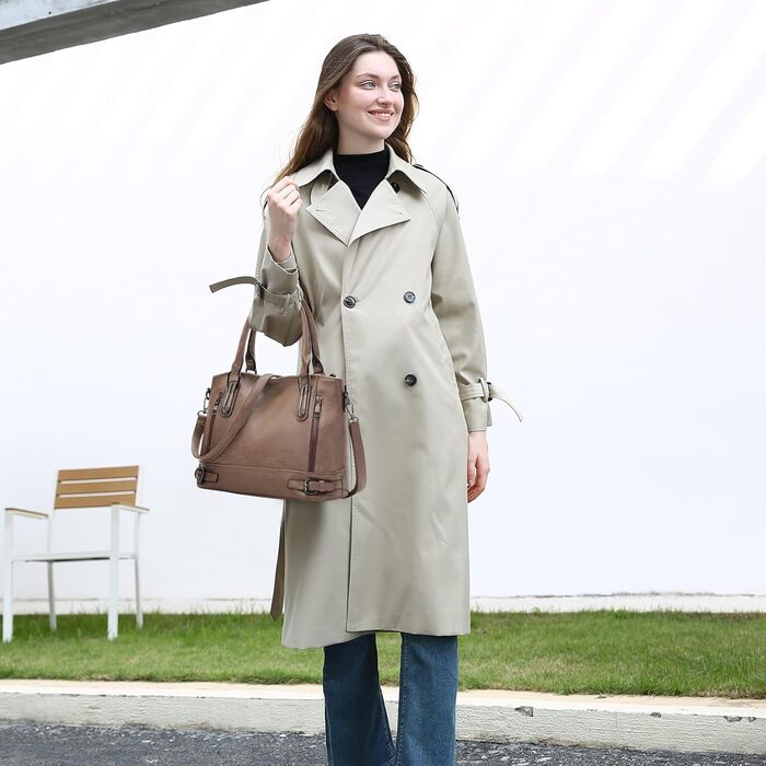 Сумка жіноча VINBAGGE PU шкіра, шопер, вінтажний стиль, для офісу та на кожен день (кава)