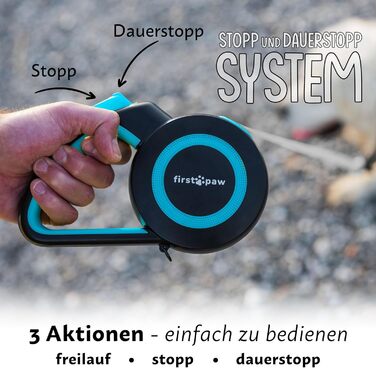 Висувна поводок для собак Rollleine 5м з функцією зупинки - зручний поводок для прогулянок, підходить для собак маленьких та середніх порід (до 20 кг), колір блакитний