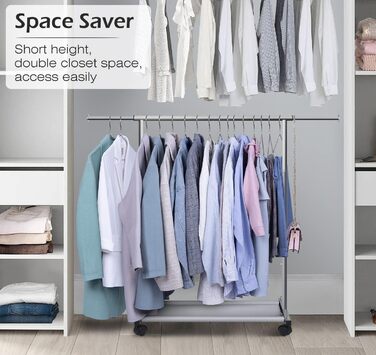 MISSLO Small Clothes Rack for Hanging Clothes, Rolling Garment Rod Stable for Kids, Toddler, Baby, Little Girls, Adults (Silver)