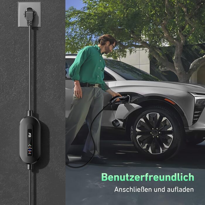 Кабель для електромобіля Evjuicion Typ 2 Schuko, 3.68kW, 6м, 16A, IP67, чорний. Зарядний кабель для ID.3/4, X1, 5ER, Model Y/3 та інших електромобілів