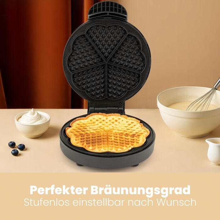 Clatronic® Heart-Shaped Waffle Maker with 7-Inch Non-Stick Plates - 1000W
