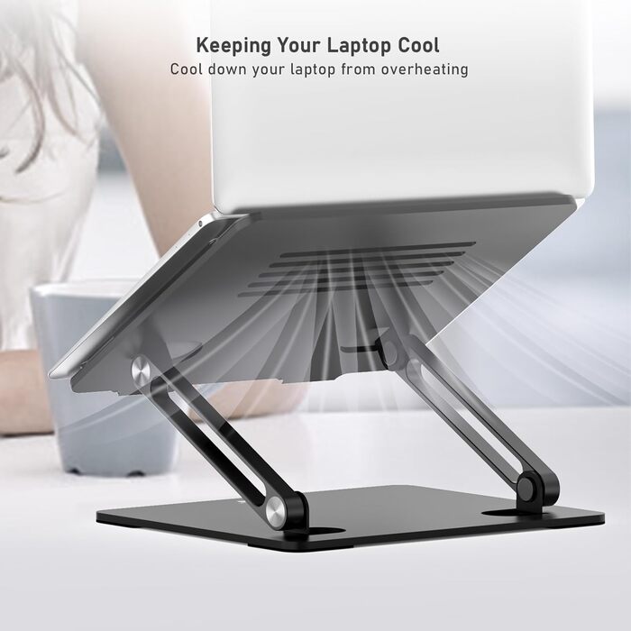 Adjustable Laptop Stand with Cooling Fan - Universal for 11-15 inch Laptops (MacBook Pro/Air, Dell, Samsung, HP) - Black