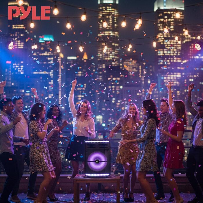 Pyle Partybox 600W: Портативна Bluetooth колонка з LED підсвіткою, мікрофоном для караоке, USB/SD/MP3, для вечірок та заходів