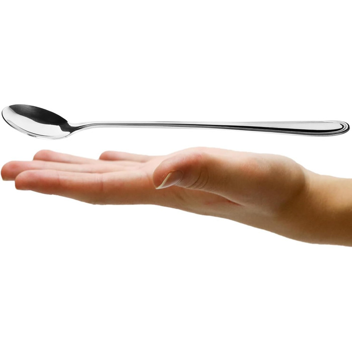 Набір барних ложок COM-FOUR® з нержавіючої сталі (12 шт.) - 20 см, для коктейлів, лате макіато, десертів