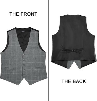 Жилет для костюма чоловічий HISDERN, бавовна, в клітинку, світло-сірий, розмір XL