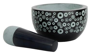 Мортертка Сатурн Fair Trade з толуштою, м'який камінь, H 6,5 см, DM 12 см