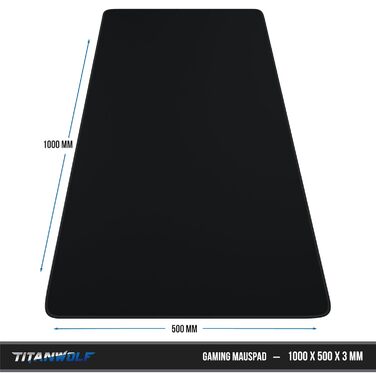 Килимок для миші TITANWOLF XXL 900x400 мм - чорний, для геймінгу, великий розмір