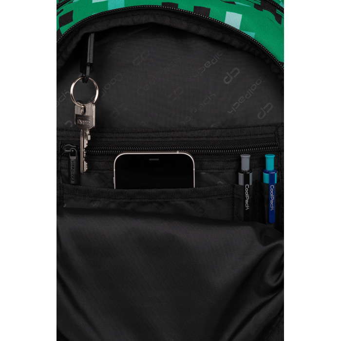 Багатовідсіковий шкільний рюкзак CoolPack, чорний з зеленим, 19 л