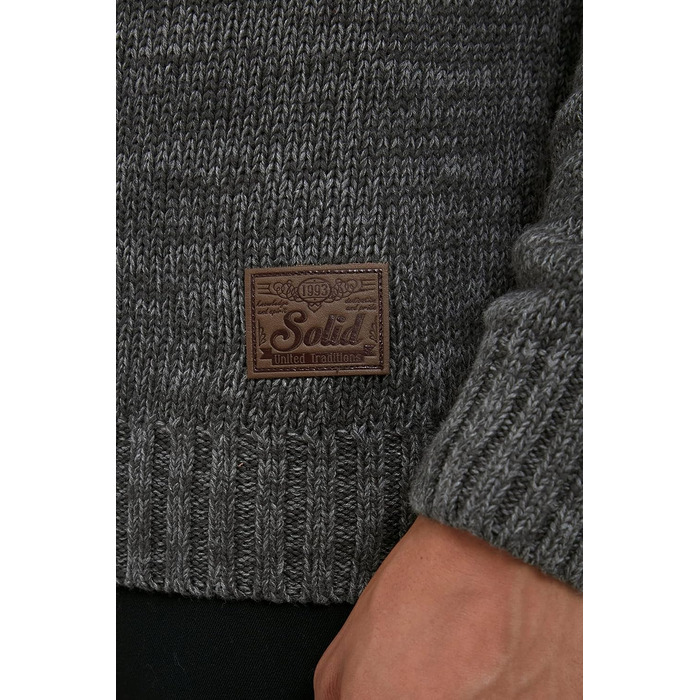 Чоловічий кардиган SDPomeroy з грубого в'язання, 100% бавовна, з накладним коміром та блискавкою, Regular fit, Темно-сірий (2890)