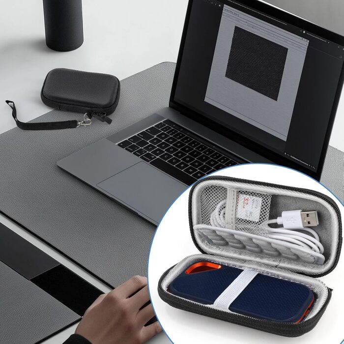 Чохол Tasche для SanDisk Extreme PRO, захисний кейс для SSD SanDisk 1TB/2TB, жорсткий корпус з ручкою (чорний)