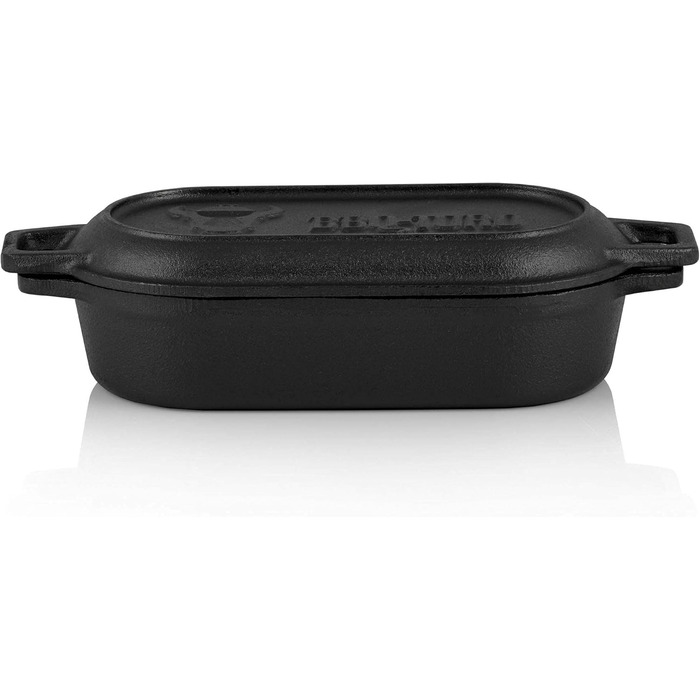 BBQ-Toro Чавунний гусятник 1 л, 29x12,5x5,5 см, вже прожарений, Dutch Oven, каструля для запікання та тушкування, ідеально для хліба й рагу