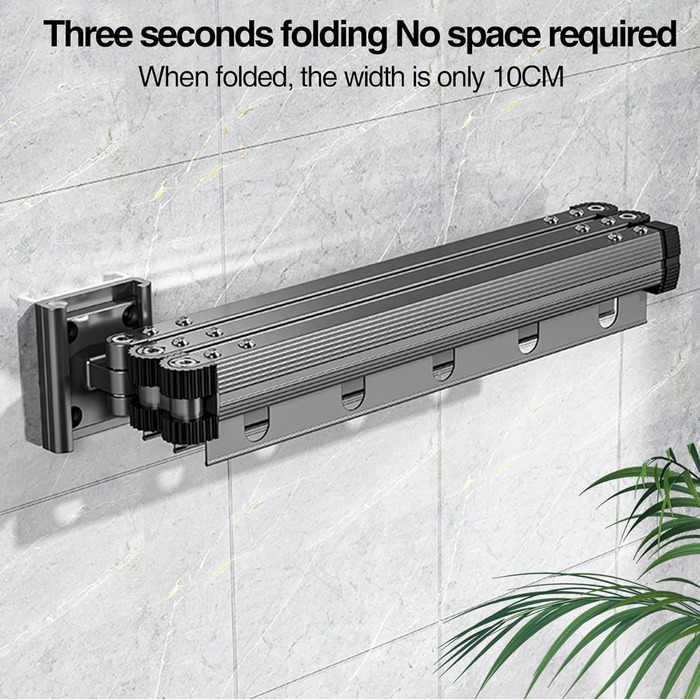 Висувна стійка для одягу, 3-х рівнева, розкладна, для кріплення на стіні, 126 см, економія місця, розкладна, з гачками, для балкона, білизни, ванної кімнати, білий, молочно-білий (пістолетно-сірий)