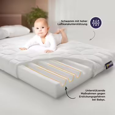 gowoll 70x160 cm cold foam mattress with anti-suffocation channel 6 cm height baby mattress for cot, children's bed, cabin bed and travel cot (Wave Baby) (Baby Mattress, 60 x 120 cm)