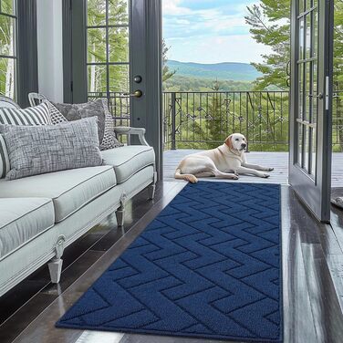 Килимок для дому та вулиці 50x80 см, миючий, вологостійкий, антиковзкий, для входу, порогу, патіо, галереї, саду (60 x 180 см, синій)