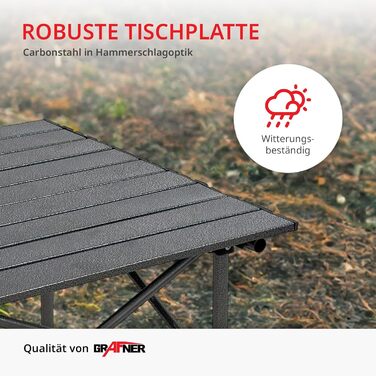 Складний кемпінговий стіл Grafner Ultra Leicht 53.5x50x50 см, вуглецева сталь, чорний - портативний стіл для пікніка, фестивалів та відпочинку на природі