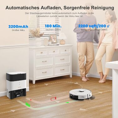 Робот-пилосос AIRROBO GT21 з функцією миття, 3.5л, станція самоочищення, 180хв роботи, LiDAR навігація, потужне всмоктування, керування через додаток, для килимів та шерсті тварин