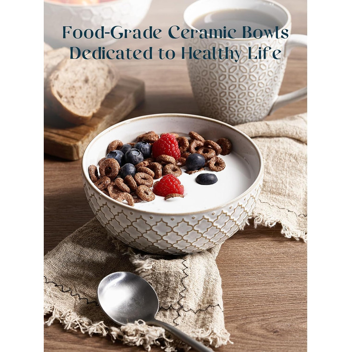 Набір мисок DOWAN для мюслі, 6 шт., 680 мл. Великі миски для мюслі, вечері, супу, салату. Яскраві миски для сервірування на Різдво.