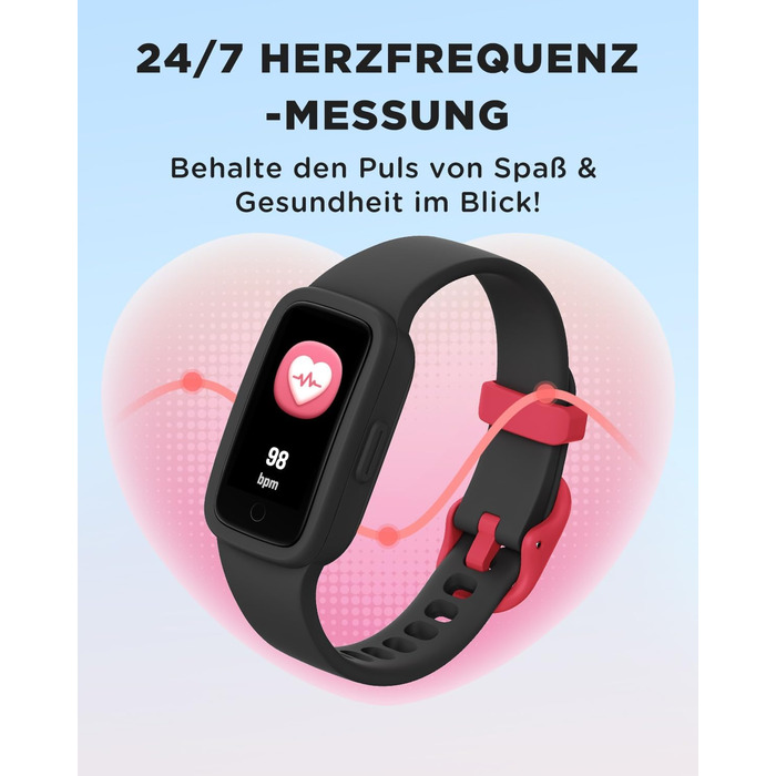 Дитячий фітнес-браслет BIGGERFIVE Vigor 3 з AMOLED дисплеєм, водонепроникний (3ATM), пульсометр, трекер сну, крокомір для дітей 5-12 років, чорний